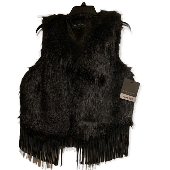Marc New York Jackets & Blazers - Marc New York Black Faux Fur Fringe Vest